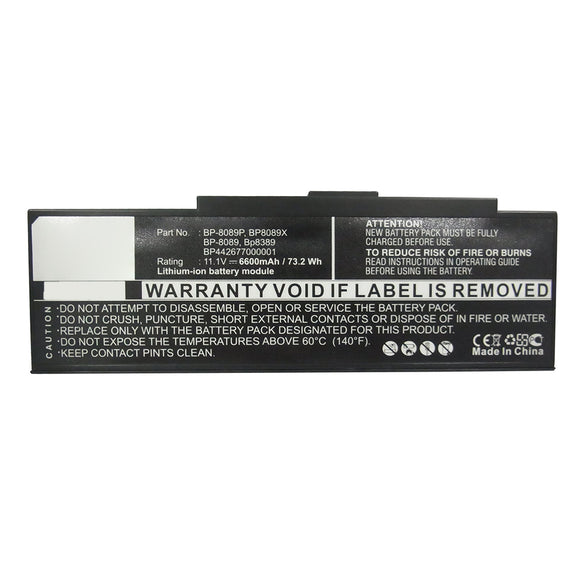 Batteries N Accessories BNA-WB-L16642 Laptop Battery - Li-ion, 11.1V, 6600mAh, Ultra High Capacity - Replacement for Mitac BP-8089 Battery