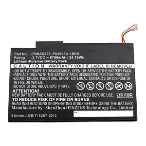 Batteries N Accessories BNA-WB-P13819 Tablet Battery - Li-Pol, 3.7V, 6700mAh, Ultra High Capacity - Replacement for Toshiba PA3995U-1BRS Battery