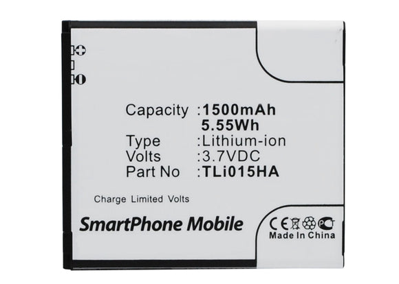 Batteries N Accessories BNA-WB-L3679 Cell Phone Battery - Li-Ion, 3.7V, 1500 mAh, Ultra High Capacity Battery - Replacement for TCL TLi015HA Battery