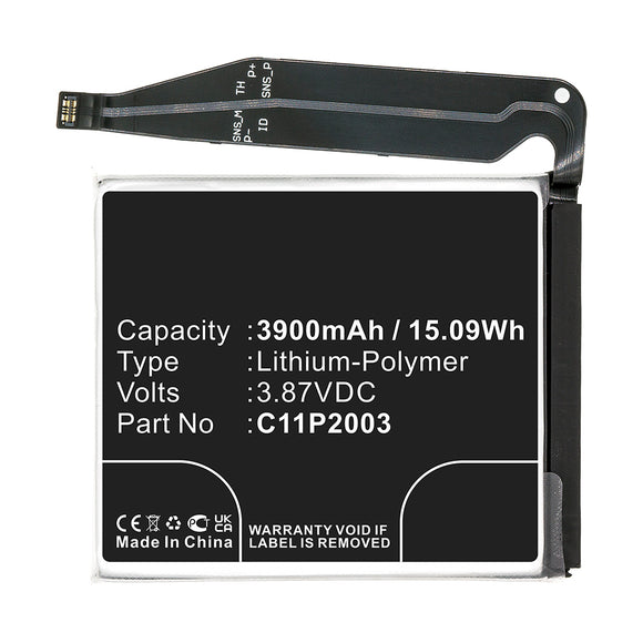 Batteries N Accessories BNA-WB-P15496 Cell Phone Battery - Li-Pol, 3.87V, 3900mAh, Ultra High Capacity - Replacement for Asus C11P2003 Battery