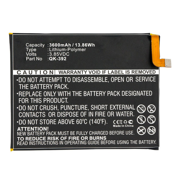 Batteries N Accessories BNA-WB-P12380 Cell Phone Battery - Li-Pol, 3.85V, 3600mAh, Ultra High Capacity - Replacement for QiKU QK-392 Battery