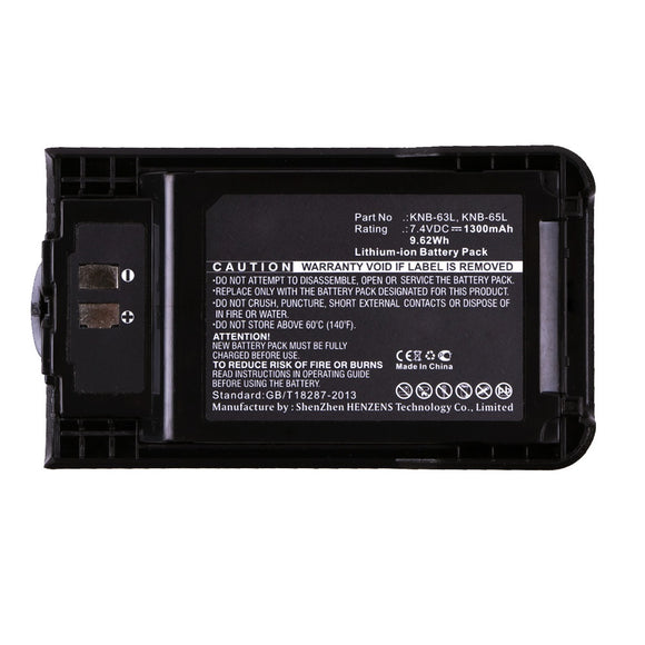 Batteries N Accessories BNA-WB-L12085 2-Way Radio Battery - Li-ion, 7.4V, 1300mAh, Ultra High Capacity - Replacement for Kenwood KNB-65L Battery