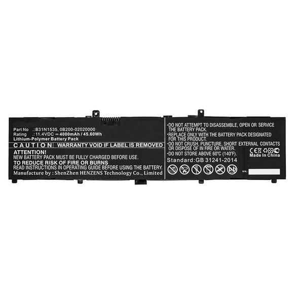 Batteries N Accessories BNA-WB-P10527 Laptop Battery - Li-Pol, 11.4V, 4000mAh, Ultra High Capacity - Replacement for Asus B31N1535 Battery