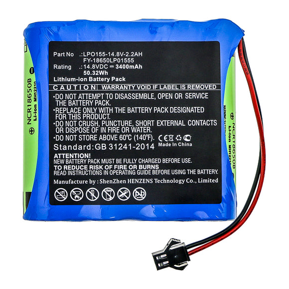 Batteries N Accessories BNA-WB-L15120 Medical Battery - Li-ion, 14.8V, 3400mAh, Ultra High Capacity - Replacement for Million FY-18650LP01555 Battery