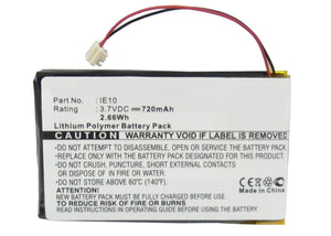 Batteries N Accessories BNA-WB-P8848 Player Battery - Li-Pol, 3.7V, 720mAh, Ultra High Capacity - Replacement for iRiver IE10 Battery