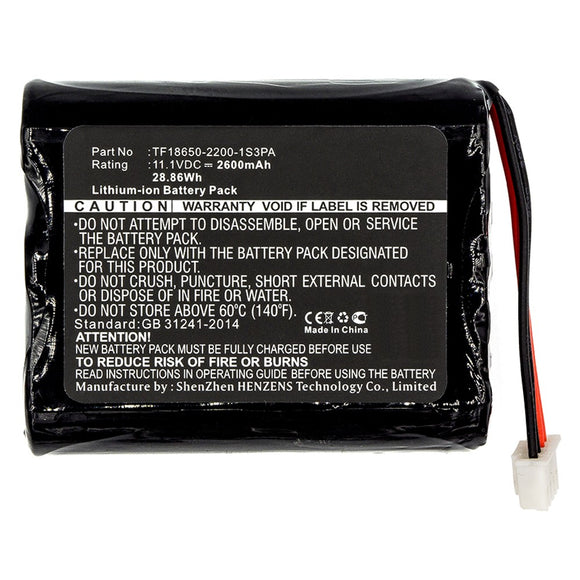 Batteries N Accessories BNA-WB-L8140 Speaker Battery - Li-ion, 11.1V, 2600mAh, Ultra High Capacity Battery - Replacement for Marshall TF18650-2200-1S3PA Battery