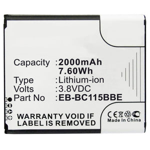 Batteries N Accessories BNA-WB-L9150 Digital Camera Battery - Li-ion, 3.8V, 2000mAh, Ultra High Capacity - Replacement for Samsung EB-BC115BBC Battery