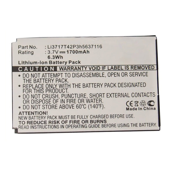 Batteries N Accessories BNA-WB-L14144 Cell Phone Battery - Li-ion, 3.7V, 1700mAh, Ultra High Capacity - Replacement for ZTE Li3717T42P3h5637116 Battery