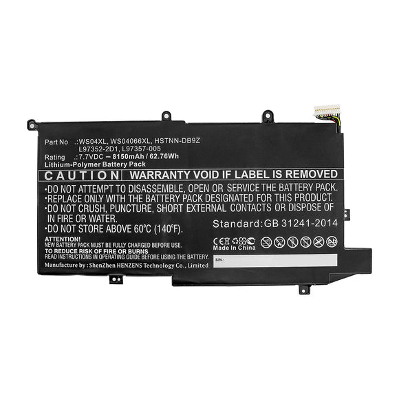 Batteries N Accessories BNA-WB-P16080 Laptop Battery - Li-Pol, 7.7V, 8150mAh, Ultra High Capacity - Replacement for HP WS04XL Battery