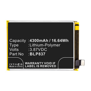 Batteries N Accessories BNA-WB-P14721 Cell Phone Battery - Li-Pol, 3.87V, 4300mAh, Ultra High Capacity - Replacement for OPPO BLP837 Battery
