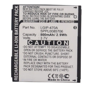 Batteries N Accessories BNA-WB-L12285 Cell Phone Battery - Li-ion, 3.7V, 800mAh, Ultra High Capacity - Replacement for LG LGIP-470A Battery