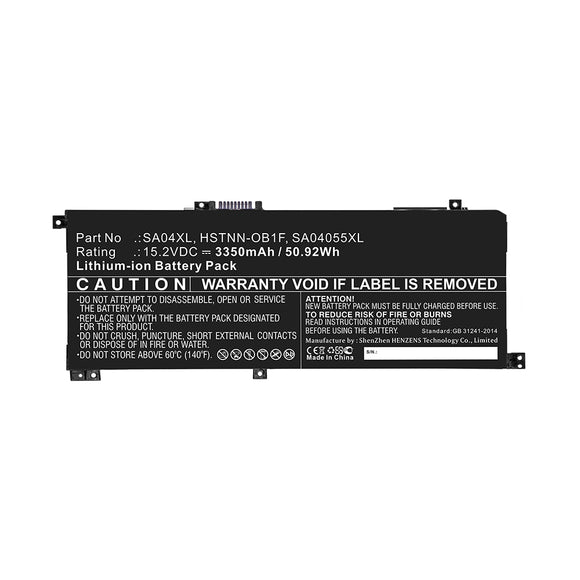 Batteries N Accessories BNA-WB-L11731 Laptop Battery - Li-ion, 15.2V, 3350mAh, Ultra High Capacity - Replacement for HP SA04XL Battery