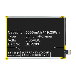 Batteries N Accessories BNA-WB-P14688 Cell Phone Battery - Li-Pol, 3.85V, 5000mAh, Ultra High Capacity - Replacement for OPPO BLP793 Battery