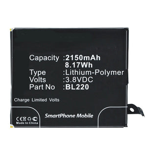 Batteries N Accessories BNA-WB-P3409 Cell Phone Battery - Li-Pol, 3.8V, 2150 mAh, Ultra High Capacity Battery - Replacement for Lenovo BL220 Battery