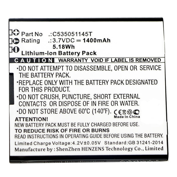 Batteries N Accessories BNA-WB-L10020 Cell Phone Battery - Li-ion, 3.7V, 1400mAh, Ultra High Capacity - Replacement for Blu C535051145T Battery