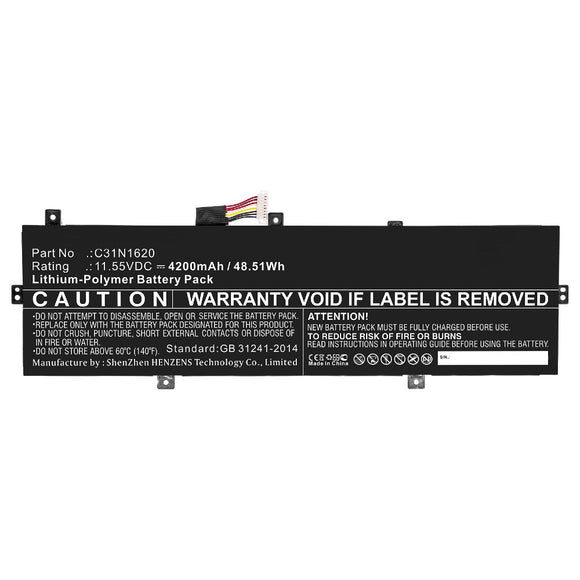 Batteries N Accessories BNA-WB-P10532 Laptop Battery - Li-Pol, 11.55V, 4200mAh, Ultra High Capacity - Replacement for Asus C31N1620 Battery