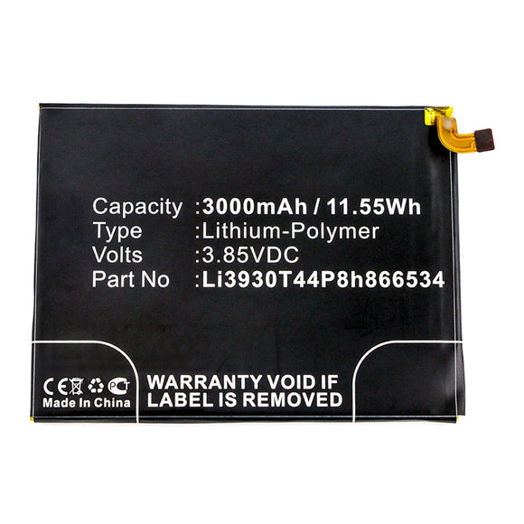 Batteries N Accessories BNA-WB-P14133 Cell Phone Battery - Li-Pol, 3.85V, 3000mAh, Ultra High Capacity - Replacement for ZTE Li3930T44P8h866534 Battery