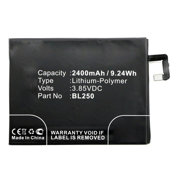 Batteries N Accessories BNA-WB-P12264 Cell Phone Battery - Li-Pol, 3.85V, 2400mAh, Ultra High Capacity - Replacement for Lenovo BL250 Battery