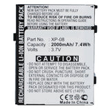 Batteries N Accessories BNA-WB-L8766 Cell Phone Battery - Li-ion, 3.7V, 2000mAh, Ultra High Capacity - Replacement for O7 XP-08 Battery