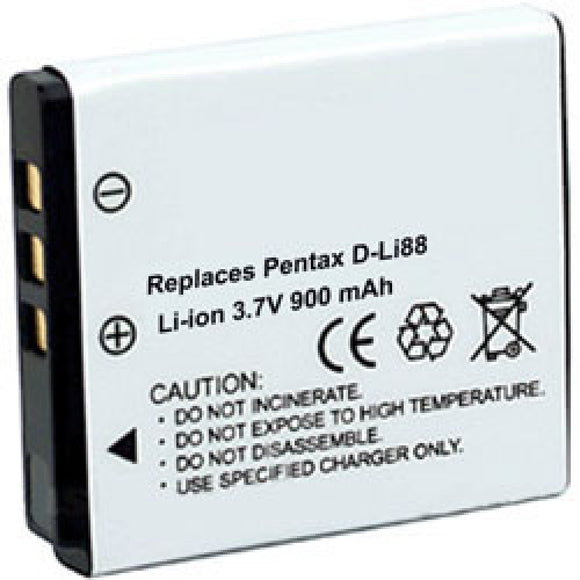 Batteries N Accessories BNA-WB-DLi88 Digital Camera Battery - li-ion, 3.7V, 900 mAh, Ultra High Capacity Battery - Replacement for Pentax D-Li88 Battery