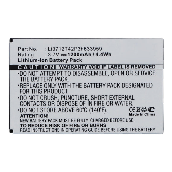 Batteries N Accessories BNA-WB-L14081 Cell Phone Battery - Li-ion, 3.7V, 1200mAh, Ultra High Capacity - Replacement for ZTE Li3712T42P3h633959 Battery