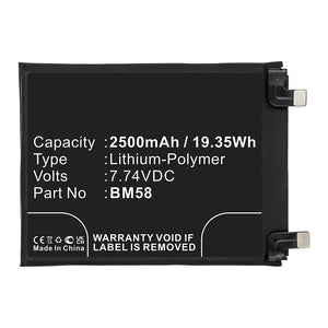 Batteries N Accessories BNA-WB-P14920 Cell Phone Battery - Li-Pol, 7.74V, 2500mAh, Ultra High Capacity - Replacement for Xiaomi BM58 Battery