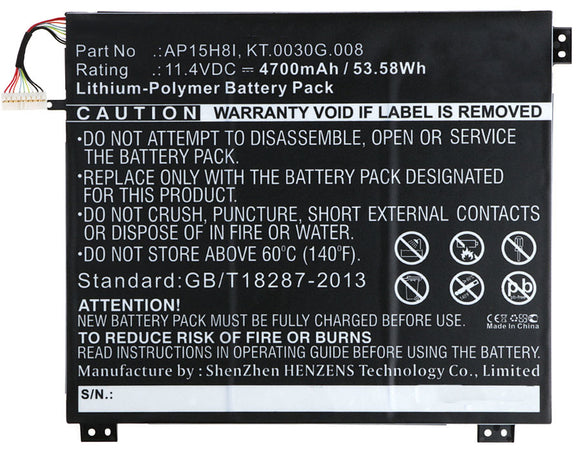Batteries N Accessories BNA-WB-P4512 Laptops Battery - Li-Pol, 11.4V, 4700 mAh, Ultra High Capacity Battery - Replacement for Acer AP15H8I Battery