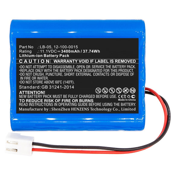 Batteries N Accessories BNA-WB-L10824 Medical Battery - Li-ion, 11.1V, 3400mAh, Ultra High Capacity - Replacement for Bollywood LB-05 Battery