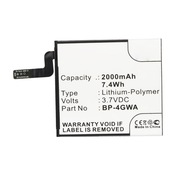 Batteries N Accessories BNA-WB-P14626 Cell Phone Battery - Li-Pol, 3.7VV, 2000mAh, Ultra High Capacity - Replacement for Nokia BP-4GWA Battery