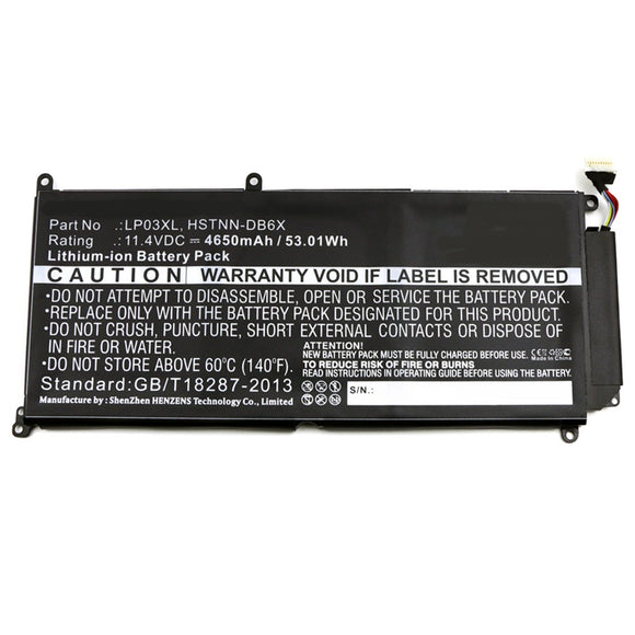 Batteries N Accessories BNA-WB-L9642 Laptop Battery - Li-ion, 11.4V, 4650mAh, Ultra High Capacity - Replacement for HP LP03XL Battery