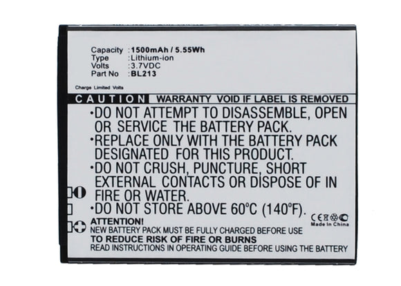 Batteries N Accessories BNA-WB-L3397 Cell Phone Battery - Li-Ion, 3.7V, 1500 mAh, Ultra High Capacity Battery - Replacement for Lenovo BL213 Battery