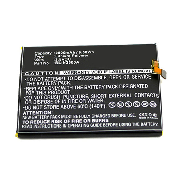 Batteries N Accessories BNA-WB-P11544 Cell Phone Battery - Li-Pol, 3.8V, 2500mAh, Ultra High Capacity - Replacement for GIONEE BL-N2500A Battery