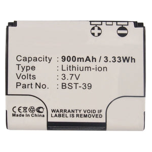 Batteries N Accessories BNA-WB-L8770 Cell Phone Battery - Li-ion, 3.7V, 900mAh, Ultra High Capacity - Replacement for Sony Ericsson BST-39 Battery