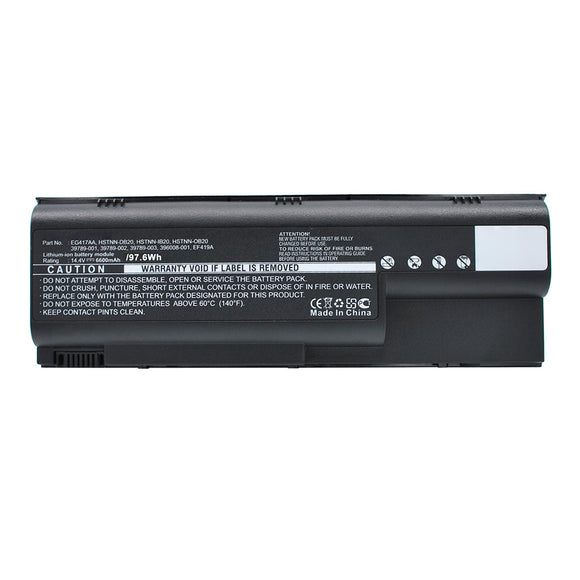 Batteries N Accessories BNA-WB-L16043 Laptop Battery - Li-ion, 14.4V, 6600mAh, Ultra High Capacity - Replacement for HP HSTNN-DB20 Battery