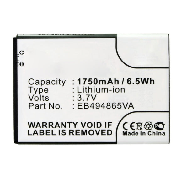 Batteries N Accessories BNA-WB-L13089 Cell Phone Battery - Li-ion, 3.7V, 1750mAh, Ultra High Capacity - Replacement for Samsung EB494865VA Battery