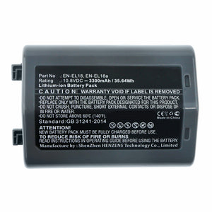 Batteries N Accessories BNA-WB-L11254 Digital Camera Battery - Li-ion, 10.8V, 3300mAh, Ultra High Capacity - Replacement for Nikon EN-EL18 Battery