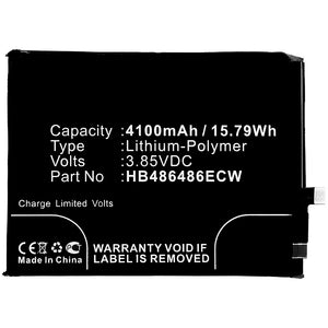 Batteries N Accessories BNA-WB-P8316 Cell Phone Battery - Li-Pol, 3.85V, 4100mAh, Ultra High Capacity Battery - Replacement for Huawei HB486486ECW Battery