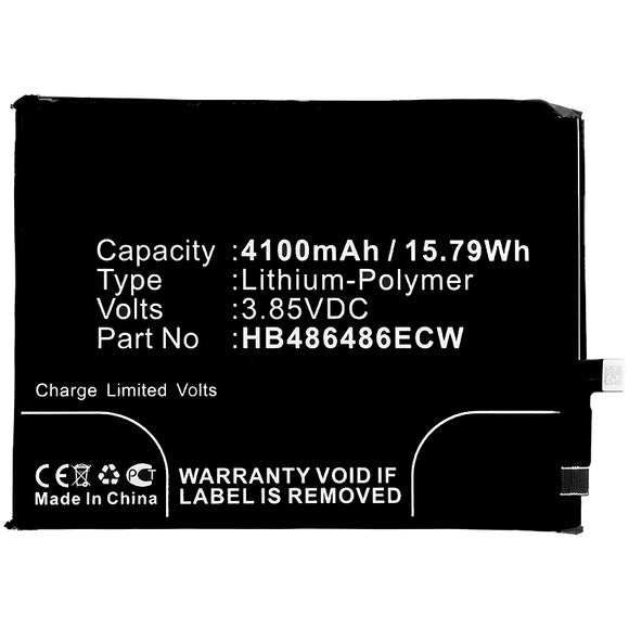 Batteries N Accessories BNA-WB-P8316 Cell Phone Battery - Li-Pol, 3.85V, 4100mAh, Ultra High Capacity Battery - Replacement for Huawei HB486486ECW Battery