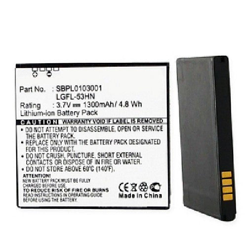 Batteries N Accessories BNA-WB-BLI 1176-1.3 Cell Phone Battery - Li-Ion, 3.7V, 1300 mAh, Ultra High Capacity Battery - Replacement for LG OPTIMUS 2X Battery