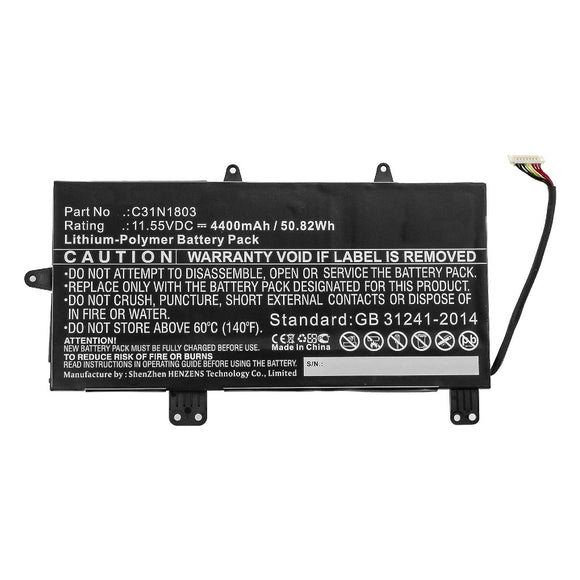 Batteries N Accessories BNA-WB-P10542 Laptop Battery - Li-Pol, 11.55V, 4400mAh, Ultra High Capacity - Replacement for Asus C31N1803 Battery