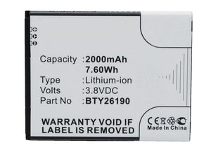 Batteries N Accessories BNA-WB-L3456 Cell Phone Battery - Li-Ion, 3.8V, 2000 mAh, Ultra High Capacity Battery - Replacement for Mobistel BTY26190 Battery