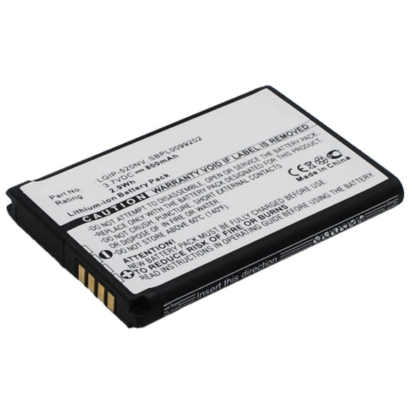 Batteries N Accessories BNA-WB-L9518 Cell Phone Battery - Li-ion, 3.7V, 800mAh, Ultra High Capacity - Replacement for LG LGIP-520NV Battery