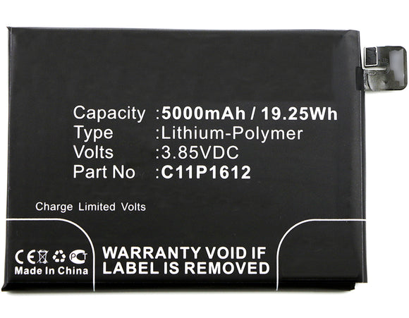 Batteries N Accessories BNA-WB-P8235 Cell Phone Battery - Li-Pol, 3.85V, 5000mAh, Ultra High Capacity Battery - Replacement for Asus C11P1612 Battery