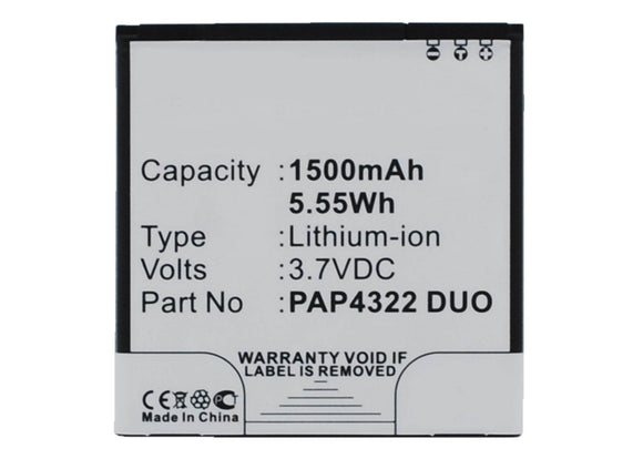 Batteries N Accessories BNA-WB-L3556 Cell Phone Battery - Li-Ion, 3.7V, 1500 mAh, Ultra High Capacity Battery - Replacement for Prestigio PAP4322DUO Battery