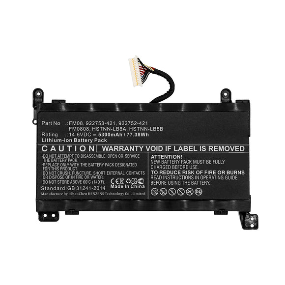 Batteries N Accessories BNA-WB-L11758 Laptop Battery - Li-ion, 14.6V, 5300mAh, Ultra High Capacity - Replacement for HP FM08XL Battery