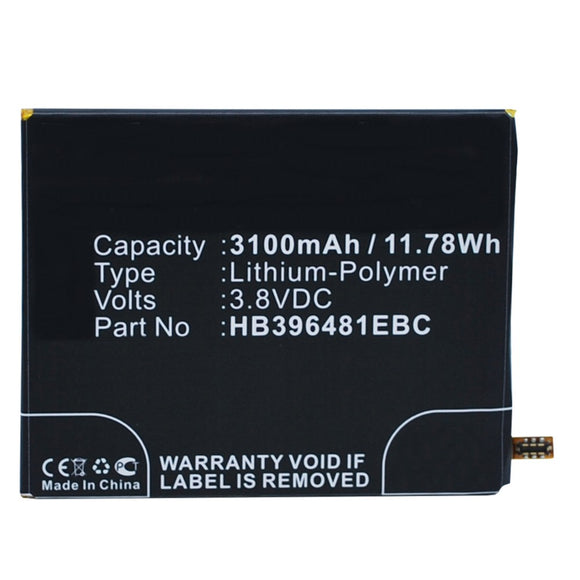 Batteries N Accessories BNA-WB-P3342 Cell Phone Battery - Li-Pol, 3.8V, 3100 mAh, Ultra High Capacity Battery - Replacement for Huawei HB396481EBC Battery