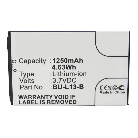 Batteries N Accessories BNA-WB-L11516 Cell Phone Battery - Li-ion, 3.7V, 1250mAh, Ultra High Capacity - Replacement for GIONEE BU-L13-B Battery