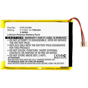 Batteries N Accessories BNA-WB-P8847 Player Battery - Li-Pol, 3.7V, 720mAh, Ultra High Capacity - Replacement for iRiver KPPJFGB6 Battery