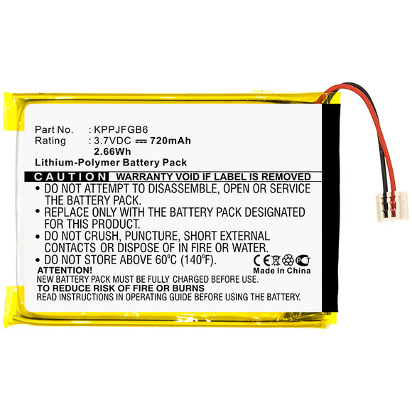 Batteries N Accessories BNA-WB-P8847 Player Battery - Li-Pol, 3.7V, 720mAh, Ultra High Capacity - Replacement for iRiver KPPJFGB6 Battery