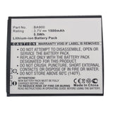 Batteries N Accessories BNA-WB-L11259 Cell Phone Battery - Li-ion, 3.7V, 1500mAh, Ultra High Capacity - Replacement for Sony Ericsson BA900 Battery